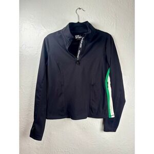 Love & Sports Womens Large Stripe 1/4 Zip Athletic Pullover Thumbhole Athleisure